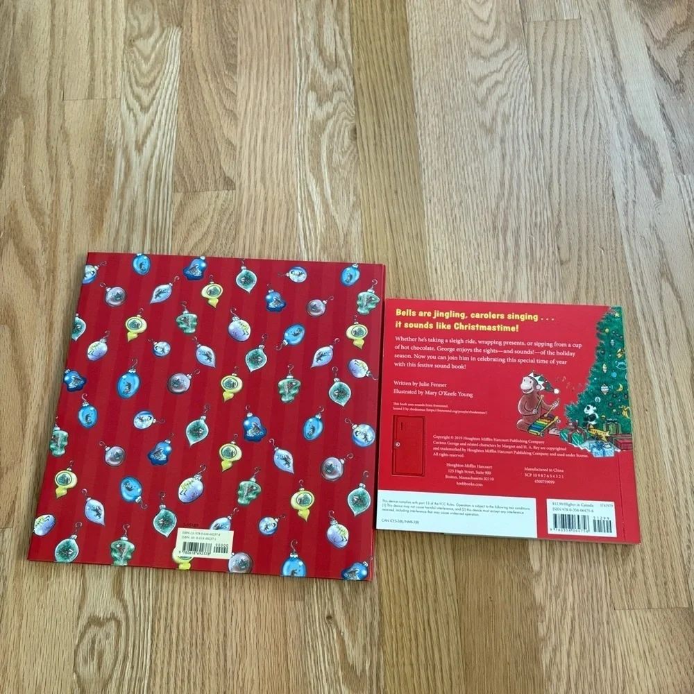 Curious George Christmas Book Set Button Noise Musical Hardcover